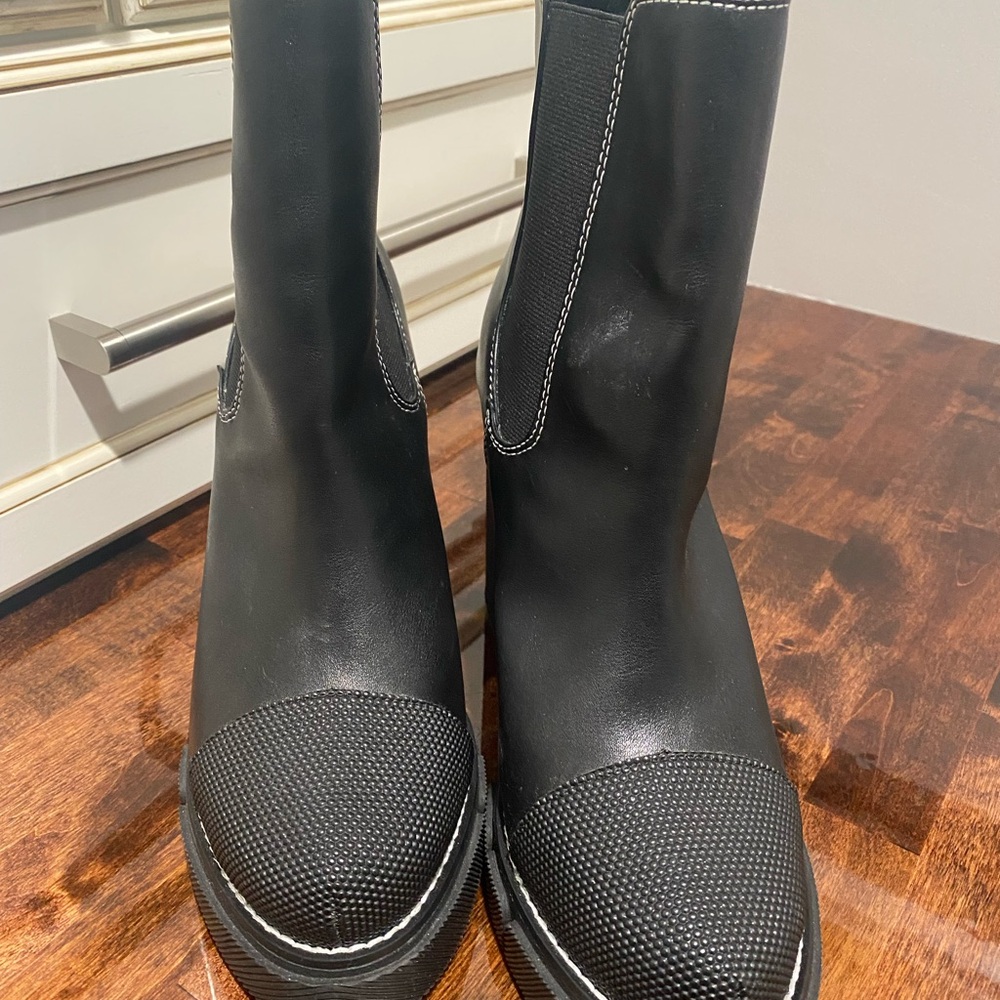 Public Desire Black Boots with White Accents